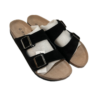 TF STAR men’s cow suede Black Double Strap Sandals NWT size 12